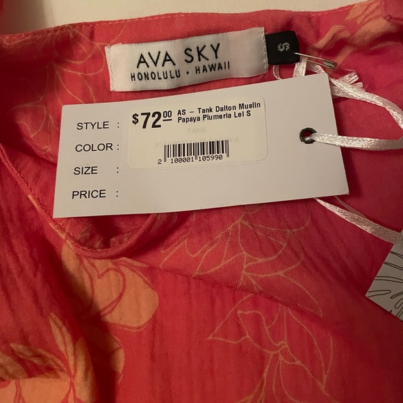 Ava Sky Orange Pink Square Neck Tank Top - Picture 2 of 2